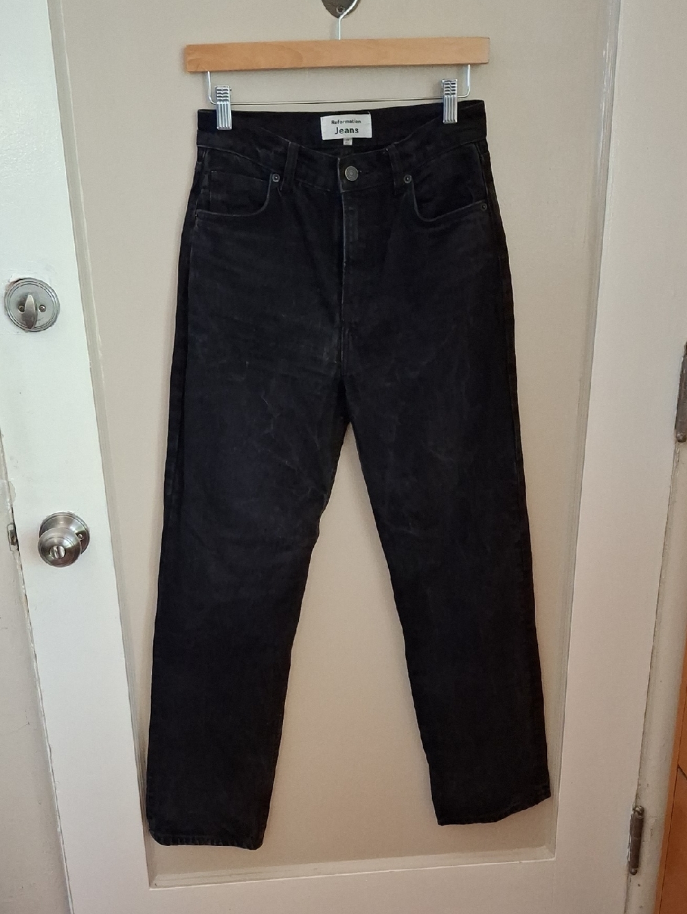 Reformation Abby High Rise  Black Straight Jeans_1